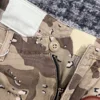 Summer Fashion Camouflage Splicing Leather Letter Washed Retro Knee Jeans Men Women Shorts 3