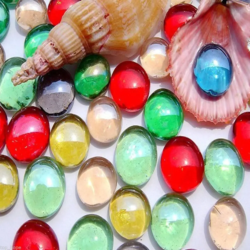 Fish Tank Ornaments Fish Tank Decorations Aquarium Ornaments 100g Gift Crystal Pebbles Flat Craft Accessories Marbles Mixed Color Beads Fish Tank Glass Stones