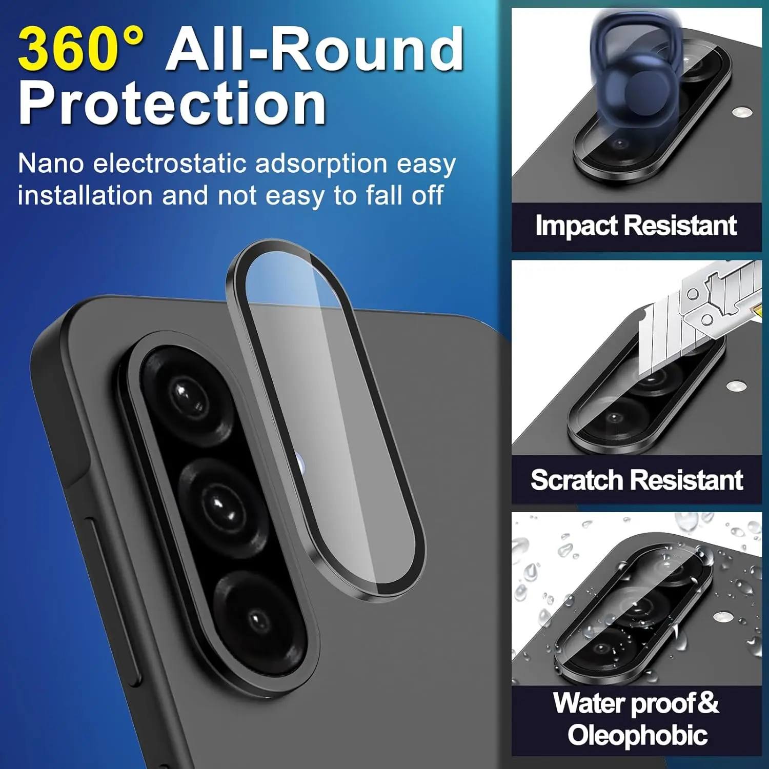 Enhanced Metal Ring Tempered Glass Camera Lens Protector Cover - Premium Phone Protection Accessory