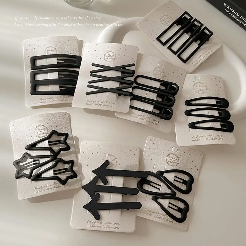 Hair Accessories 3pcs/set Girls Sweet Cute Black Hair Clips Love Star Korean Fashion Simple Joker Bangs Hairpin Broken Hair Clip Bangs BB Clip