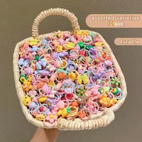 30-Pack Assorted Cartoon Animal & Flower Hair Ties - High Elastic Nylon Hair Bands, Gentle on Hair for Toddlers 2