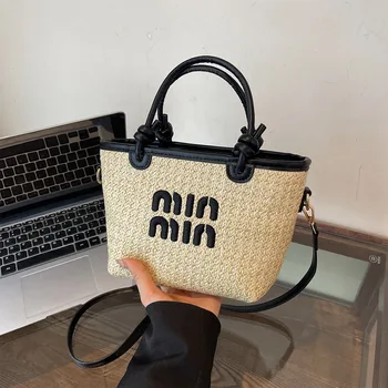 حقيبة عشب جديدة منسوجة بخيوط مطرزة أنيقة 7