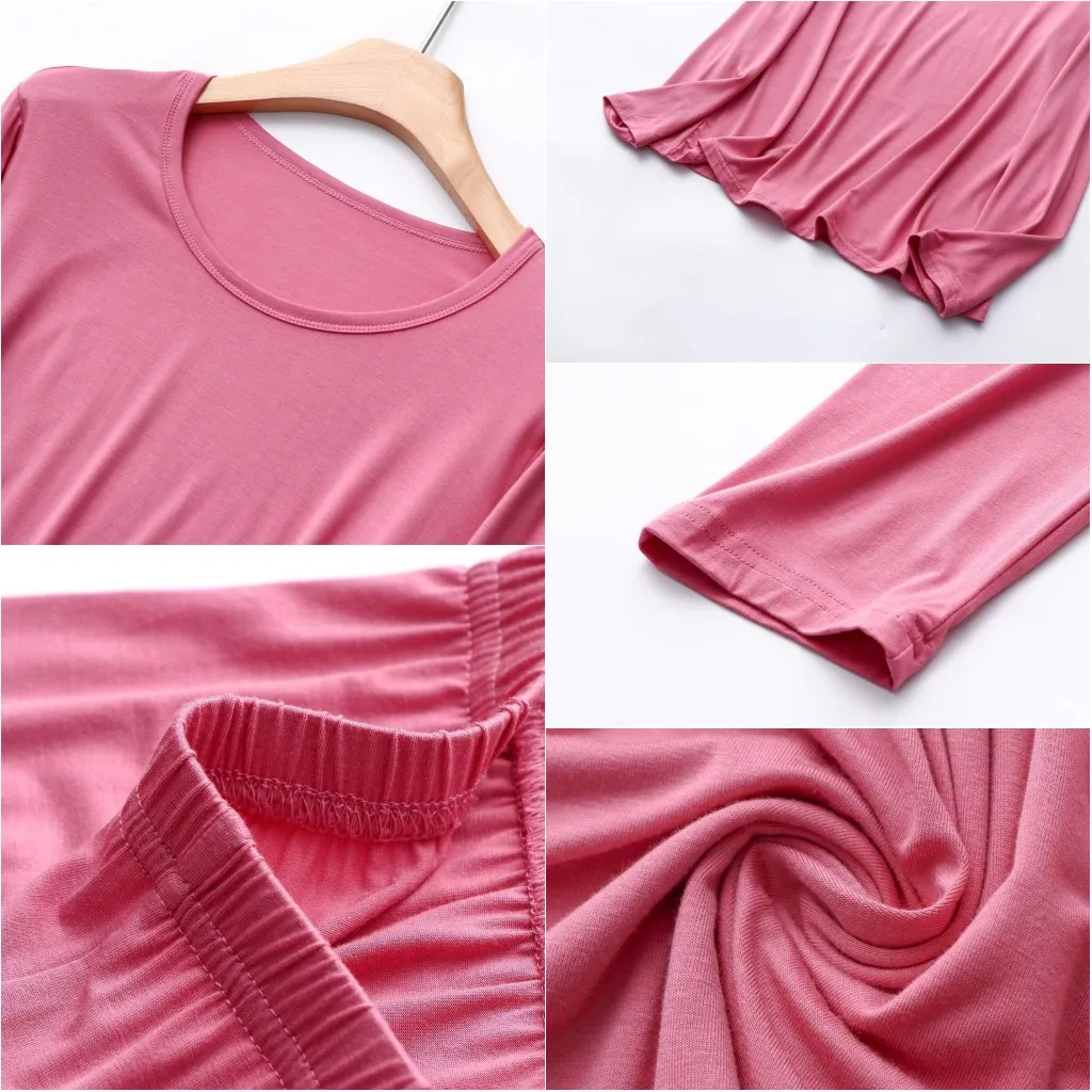 Modal Thermal Underwear Tops and Long pants Women Long Johns XL to 8XL winter warm Intimate solid color