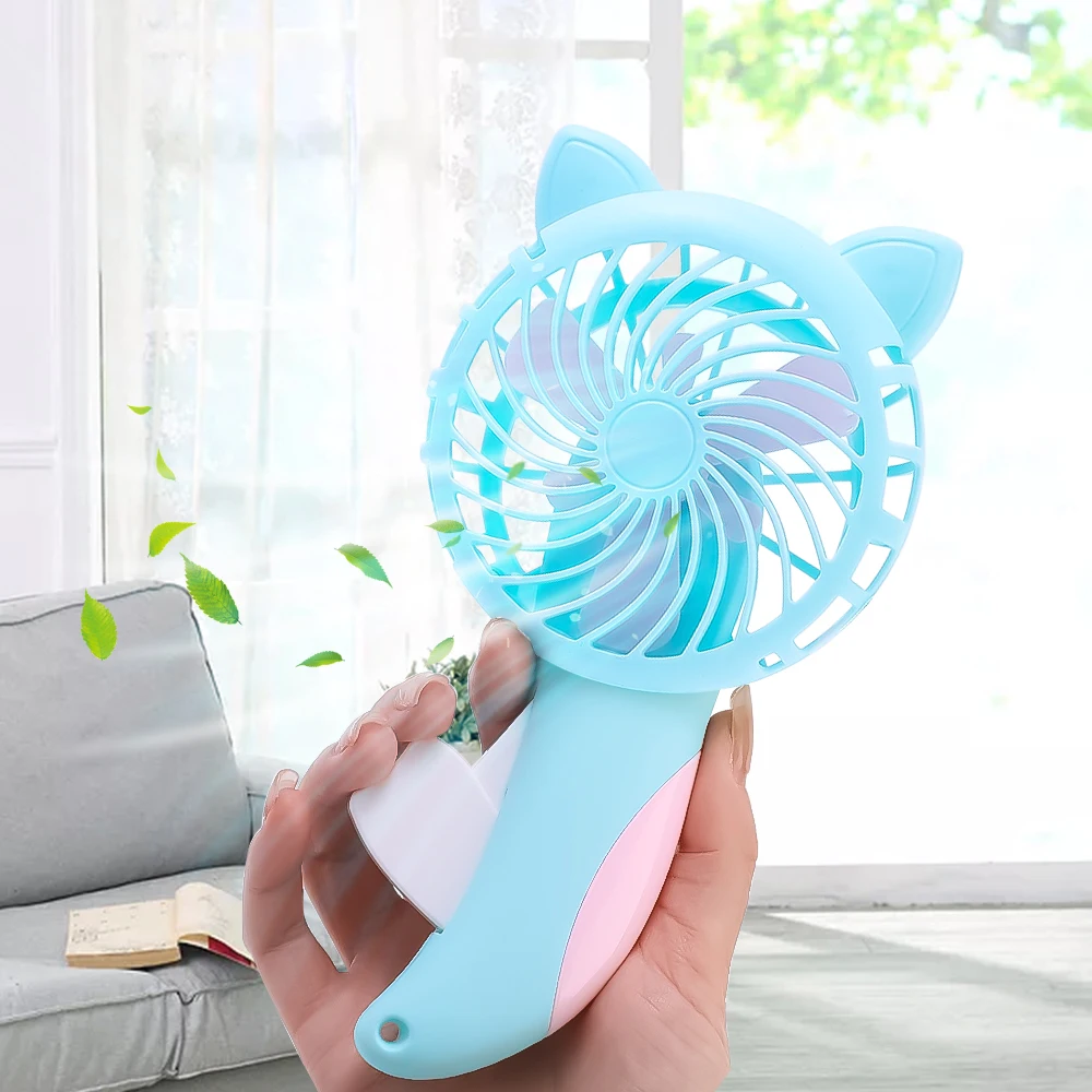 Cartoon Hand-Pressed Hand-Cranked Small Fan Mini Student Portable Hand-Held Fan Manual Children's Toys Summer Cooling