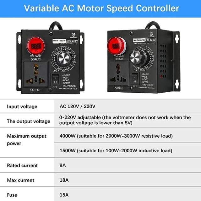 Régulateur de tension Portable AC 220V 4000W, variateur réglable,  température, lumière, contrôleur de tension Variable Compact - AliExpress