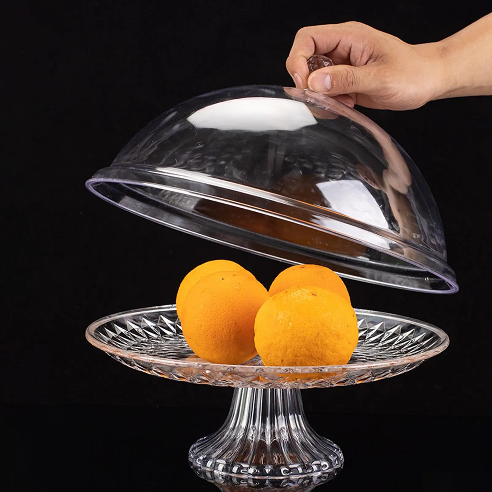Cake Plate with Cover Durable Cake Tray Snack Thickened Transparent Portable Dust Proof Cake Stand for Festivals Kitchens
