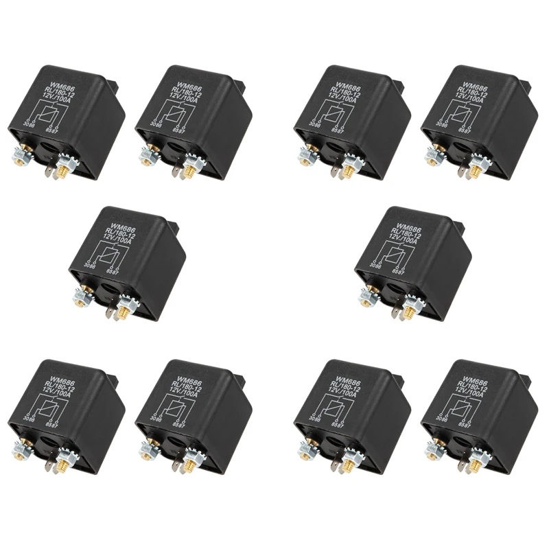 

10X 12V 100Amp 4-Pin Heavy Duty ON/OFF Switch Split Charge Relay For Auto Boat Van Black