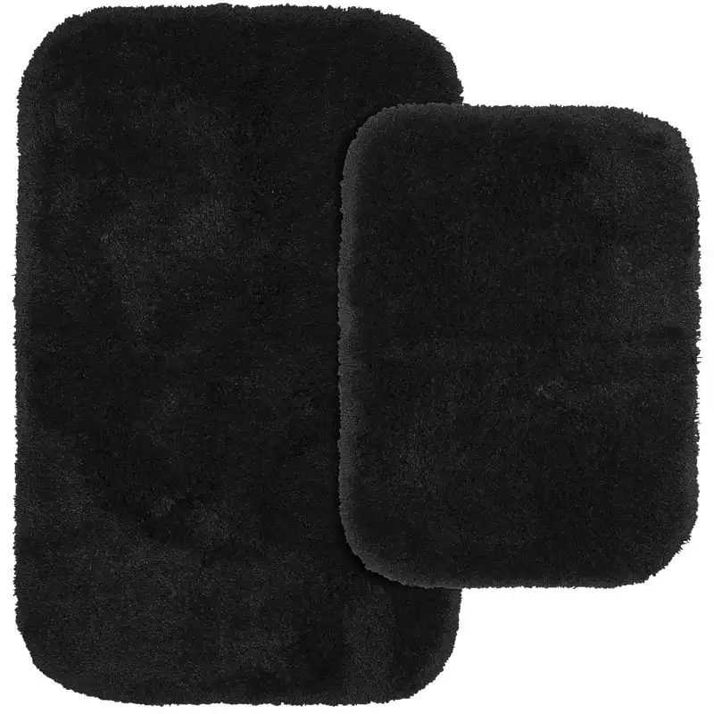 

Rug Finest Luxury 2 Piece Ultra Plush Washable Bath Rug Set Black