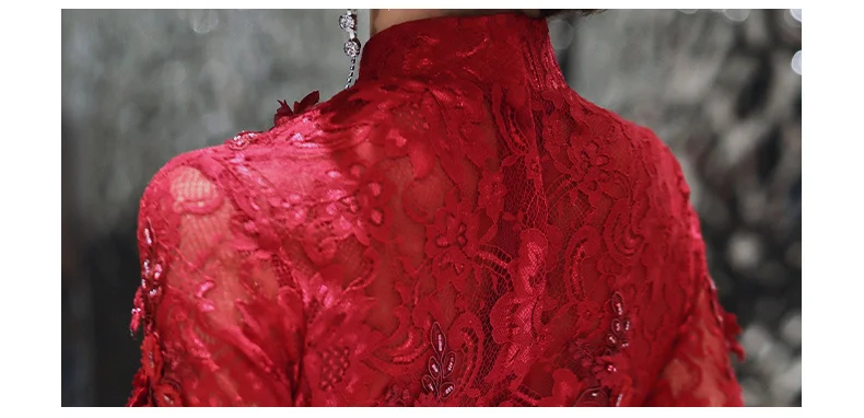 formal gowns for women Wine Red Long Sleeve Evening Dresses For Women 2020 Vintage High Neck Luxury Beading Appliques Elegant Formal Gown black evening dresses