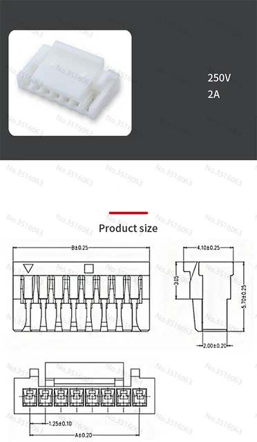 5/10Pcs Micro JST GH1.25 Double Header 2/3/4/5/6 Pin Male