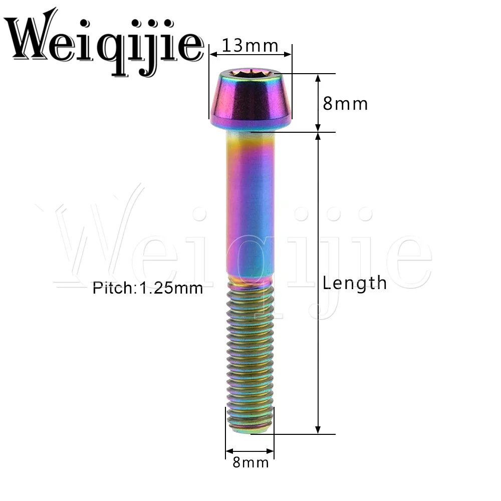 Yaruijia Bullone in titanio M8 x 15/20/25/30/35/40 mm, viti a brugola per parti di biciclette e moto (M8 x 15 mm, arcobaleno
