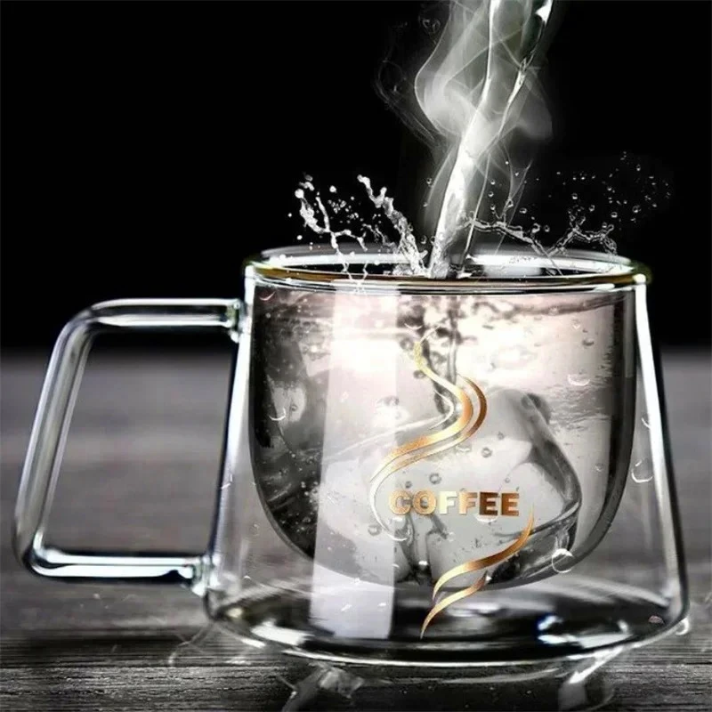 Double-Wall Heat-Resistant Glass Espresso Cup 170ml Handle Coffee Mug Cappuccino Latte Tea Home Caf&eacute; Gift Idea glass mug
