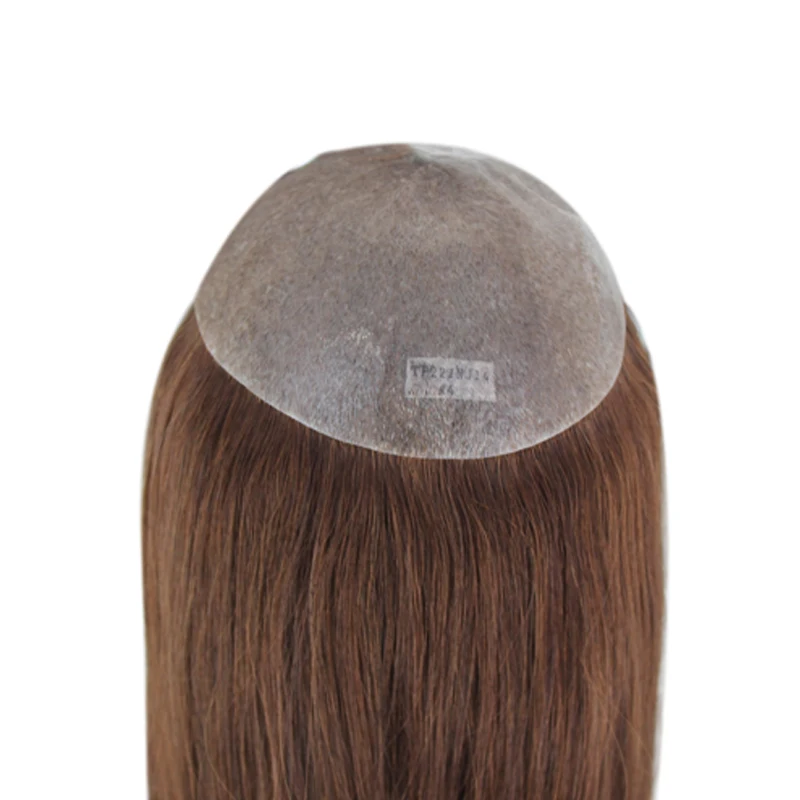 Women Toupee Full PU V Loop Injection Human Hair Wigs Indian Hair Extension Hairpiece System Brown Topper Natural Color 613 human hair topper