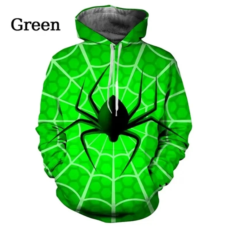 Sudadera con capucha con estampado 3D de araña para hombre, ropa de calle de hip hop personalizada, sudaderas con capucha para primavera y otoño para hombre