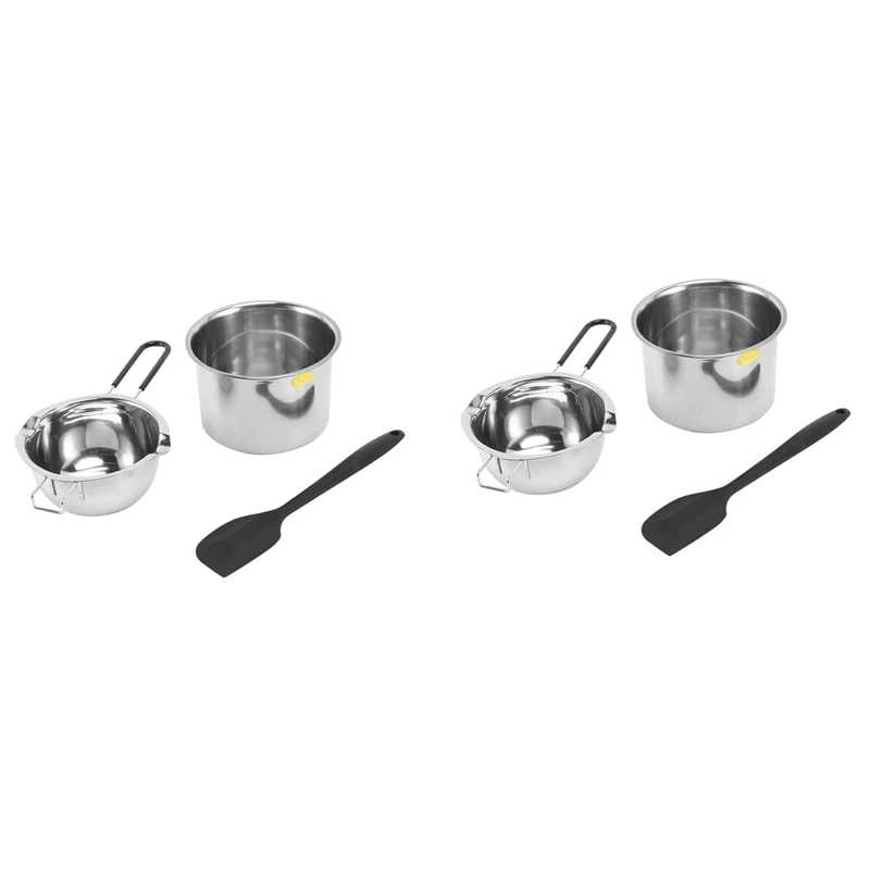 

2X Double Boiler Pot Set Stainless Steel Melting Pot With Silicone Spatula For Melting Chocolate,Soap,Wax,Candle Making