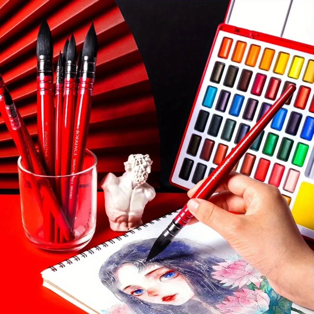 다람쥐털 둥근 머리 뾰족한 물감 붓 수채화 붓 구아슈 붓펜 아트 훅 라인 펜 학교 미술 용품