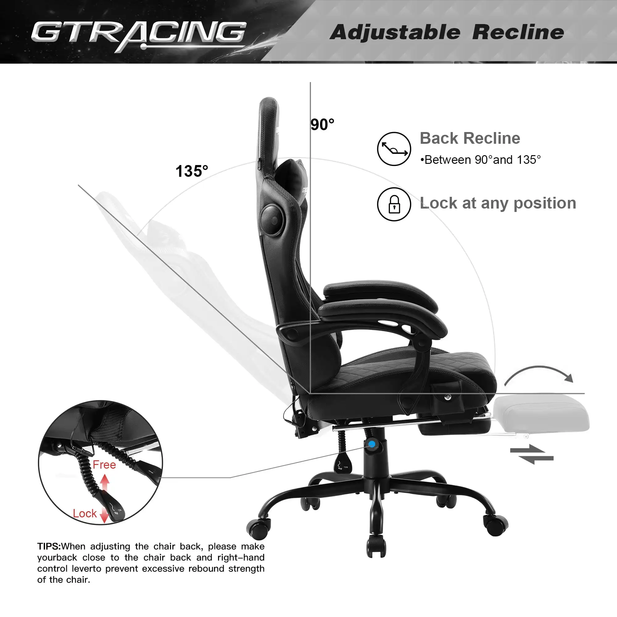 Gaming Chair, Computer Chair with Footrest and Bluetooth Speakers, High  Back Ergonomic Gaming Chair, Reclining Gaming Chair with Linkage Armrests  for Adults by GTRacing (Grey) 