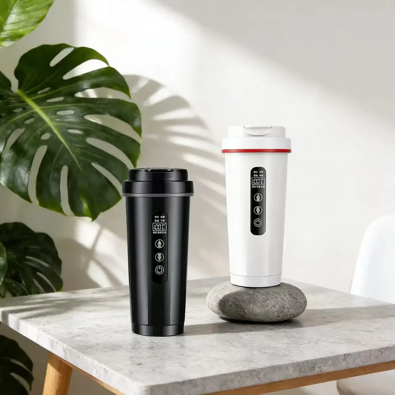 500ml 차량용 전기 가열 물컵 316 스테인리스 스틸 라이너 스마트 건조 방지 기능 12V 24V 차량용 여행용 가열 주전자