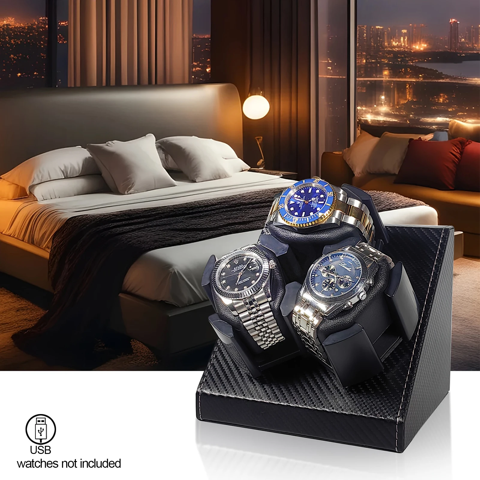 3 Slot Watch Winder Box Automatic Watch Winder for Men's and Women's Watch Storage Case with USB Cable Power Supply 1pc watch winder watch display case