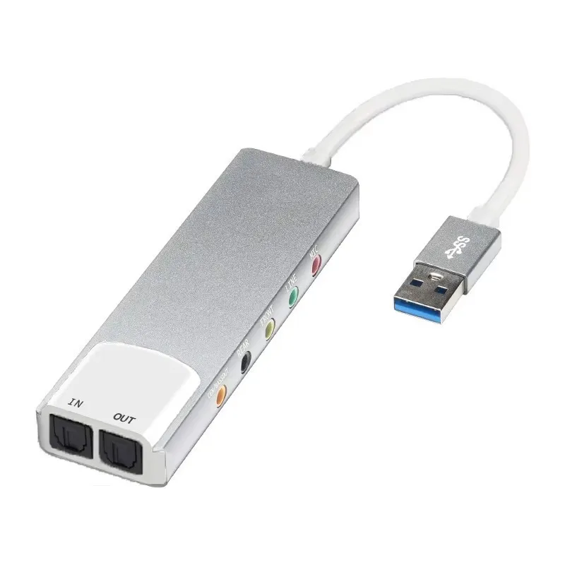 【Clearance sale】 USB External Sound SPDIF Optical Passthrough Input/Output 6 Channel 5.1 Audio Adapter for PC Playback Compatible Windows7.