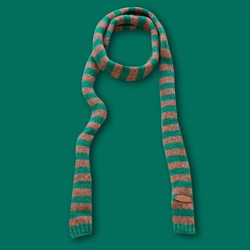 Knit Long Choker Striped Scarf for Women Harajuku for Jeans or Dresses 3