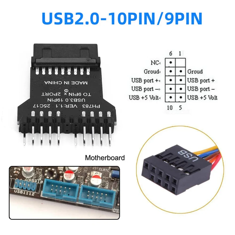 USB 3.0 19PIN To USB 2.0 9PIN Header Splitter Adapter Wear Resist 1 To 2 Extension Interface Expansion Card for RGB Fans