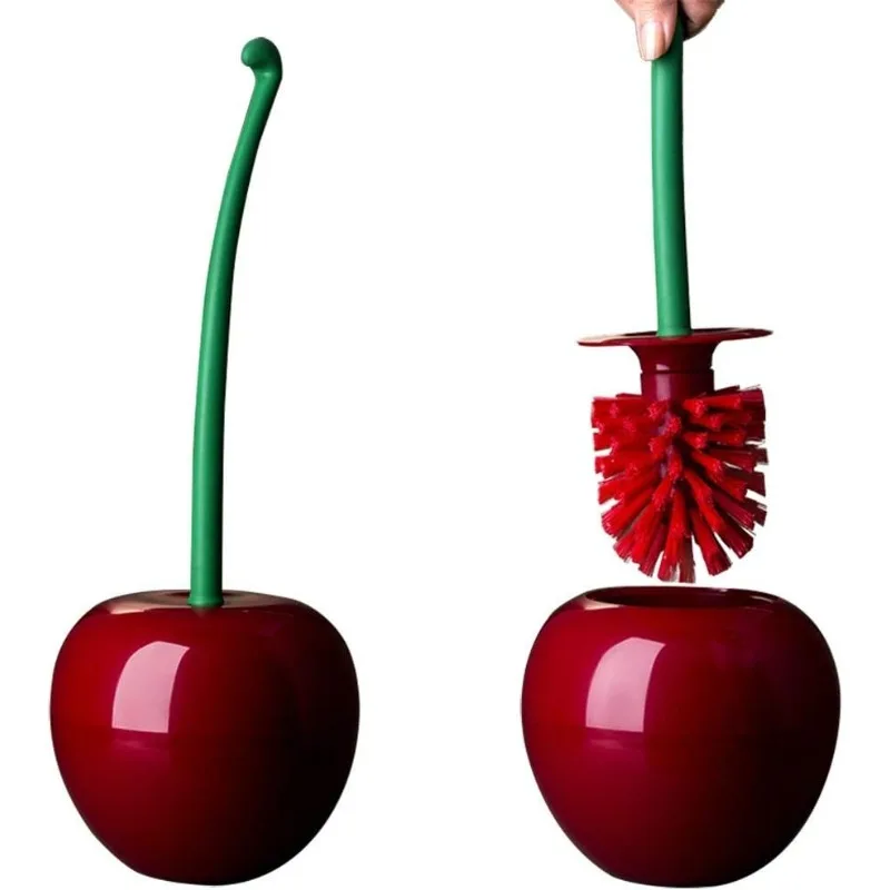 Cherry Toilet Brush & Holder Set Long Handle Bathroom Brush 1 1 Holder