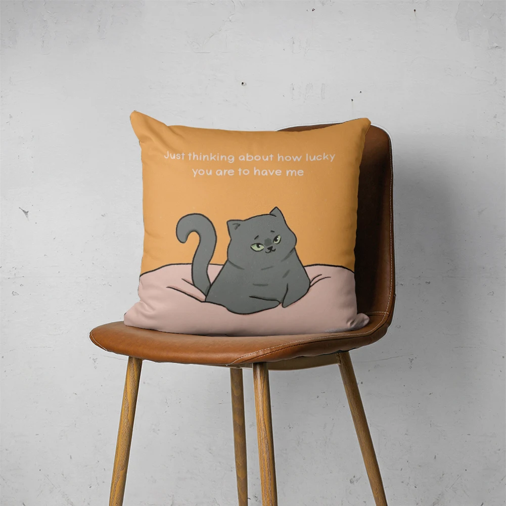 

CUTE CAT PILLOW 011 Customizable Bedroom Bed Sofa Hotel Car Lumbar Pillow Fashion Decorative Cover