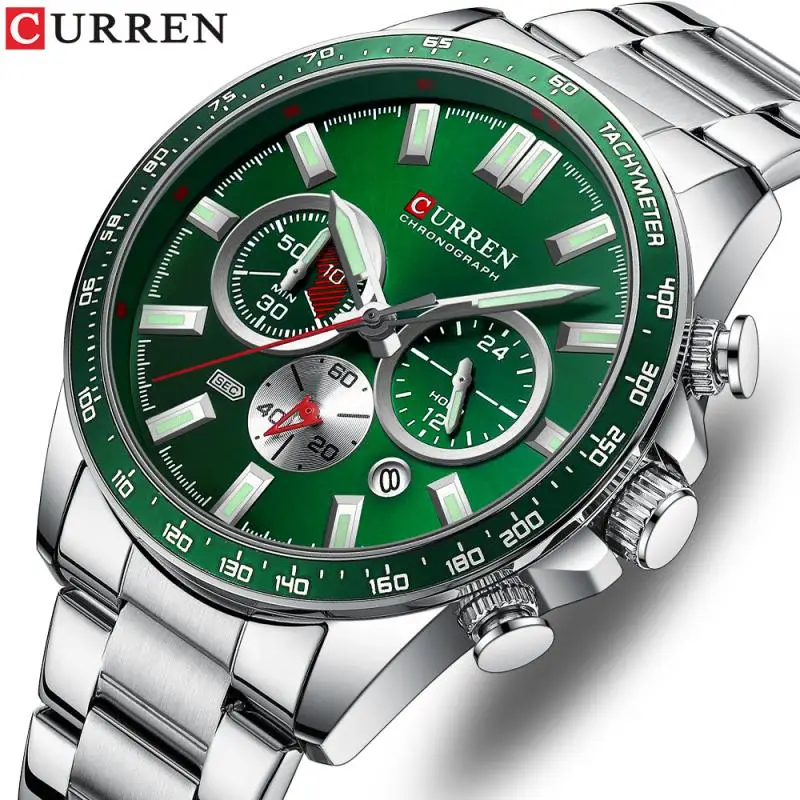 

CURREN 2023 Stainless Steel New Quartz Wristwatches for Men Sports Chronograph Watches with Luminous Hands Relogio Masculino