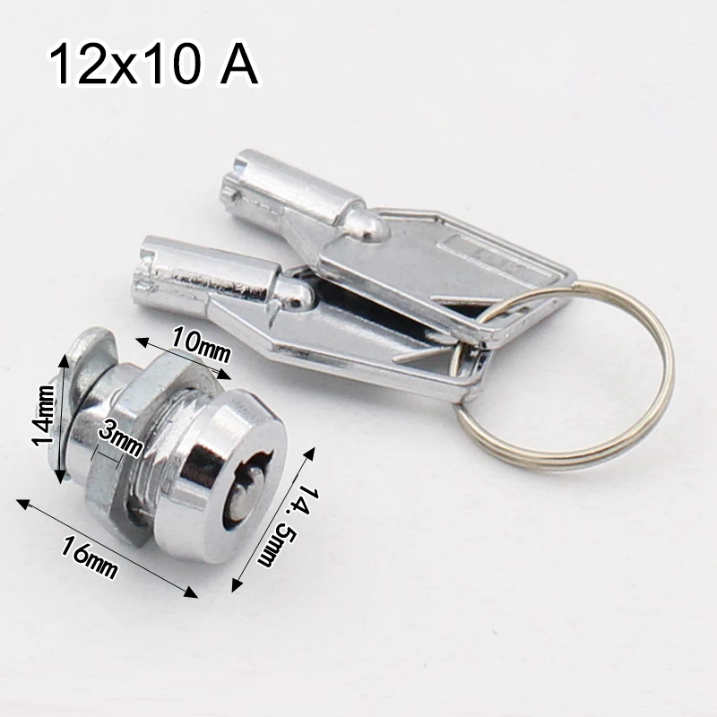 Description Picture 5 of item1x Cam Lock Round Key Mailbox Cylinder Nut Zinc Alloy Plunger Push Lock For Sliding Glass Door Showcase Lock Furniture Cabinet