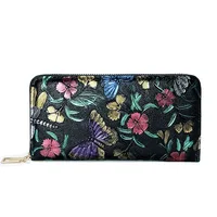 Floral Embossed Long Wallet, PU Leather Credit Card Holder, Simple Trendy Phone Coin Clutch Purse For Women Hand-painted Wallet 2
