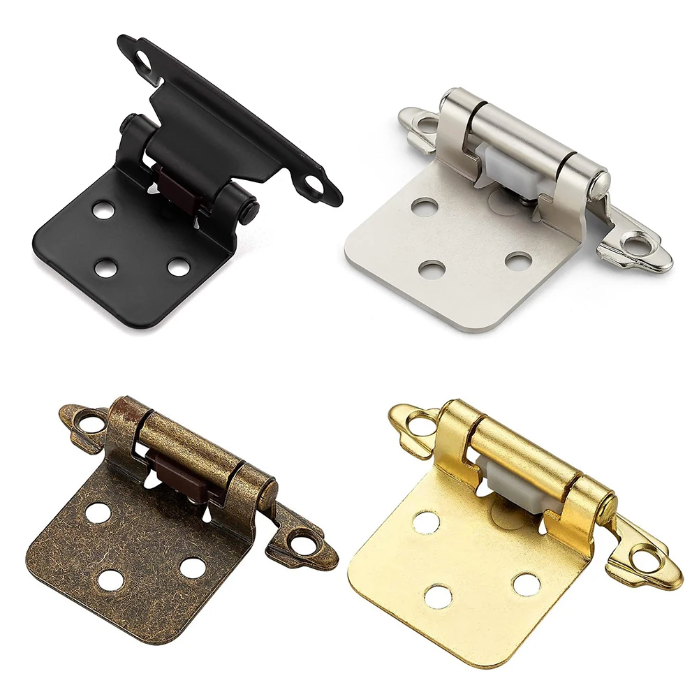 2Pcs Overlay Cabinet Door Flush Hinges with Screws Overlay Flush Cabinet Hinges for 1/2In American Cupboard Door