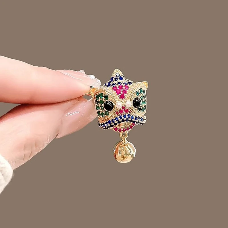 

Lion Awakening Brooch Retro Pin Overcoat Suit Accessories Alloy Anti Glare Collar Buckle Unisex Chinese Style New Year