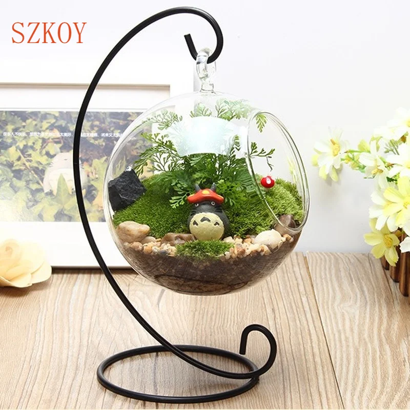 Vaso Creativo Con Sfera Di Vetro Trasparente Micro Paesaggio Air Plant Terrario Succulento Hanging Flowerpot Container Vendita Calda