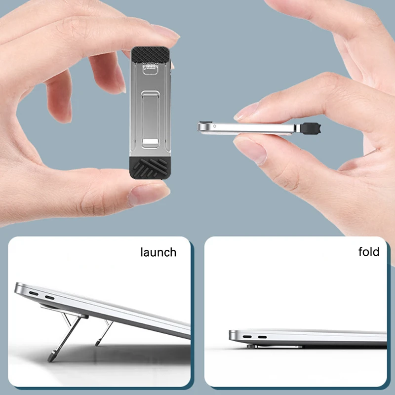 2PCS Nonslip Zinc Alloy Foldable Laptop and Notebook Riser Feet Stand