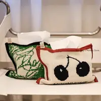 Cute Lineart Doodles  Knitting Cotton Thread Napkin Holder Tissue Bag Bedroom Kitchen Desktop Storage Napkins 1