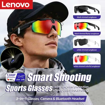 Nuovi Occhiali Intelligenti AI Lenovo per Ciclismo Outdoor con Fotocamera HD 32MP Anti-Shake, WiFi e Bluetooth in Tempo Reale, Occhiali AI per MTB e Guida con Funzione di Scatto