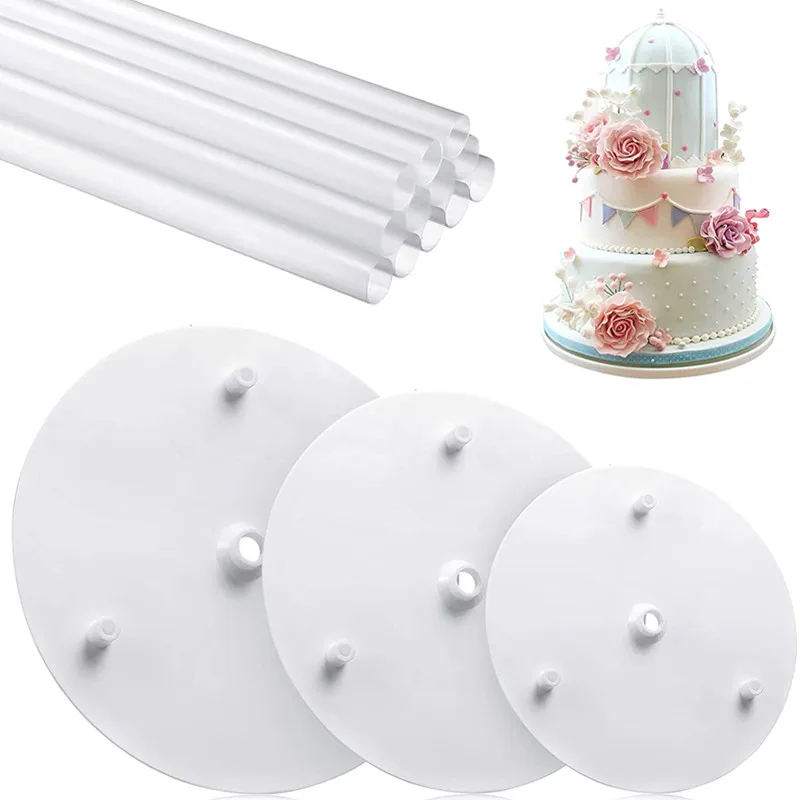 3Pcs 12/16/20cm Cake Boards Multi-layer Cake Stands Support Frame with 9 Cake  Dowel Rods for Tiered Cakes Construction Stacking - AliExpress