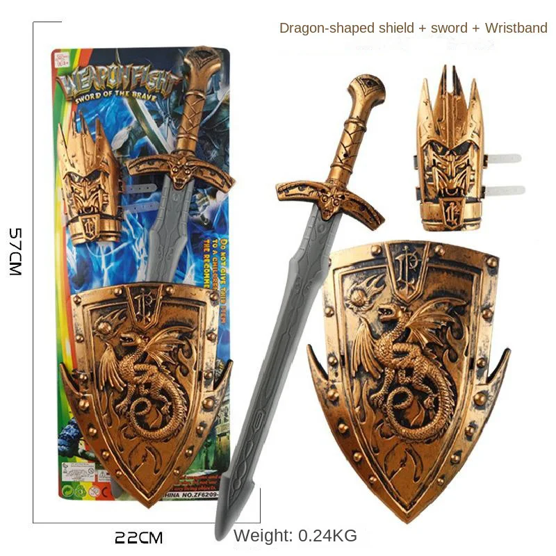 Children's Toy Weapon Shield Sword Hand Stage Performance Ancient Costume Acting Props Cosplay Accessories Plastic Safety Toys 5