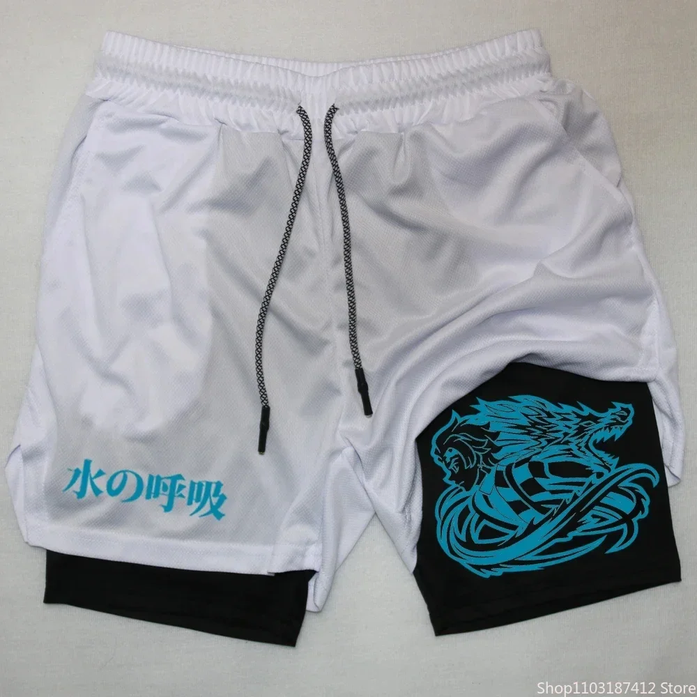 Men's Printed 2-in-1 High Performance Double Layer Fitness Shorts Summer Fashion Animation Printed Shorts Outdoor Jogging M-3XL 6