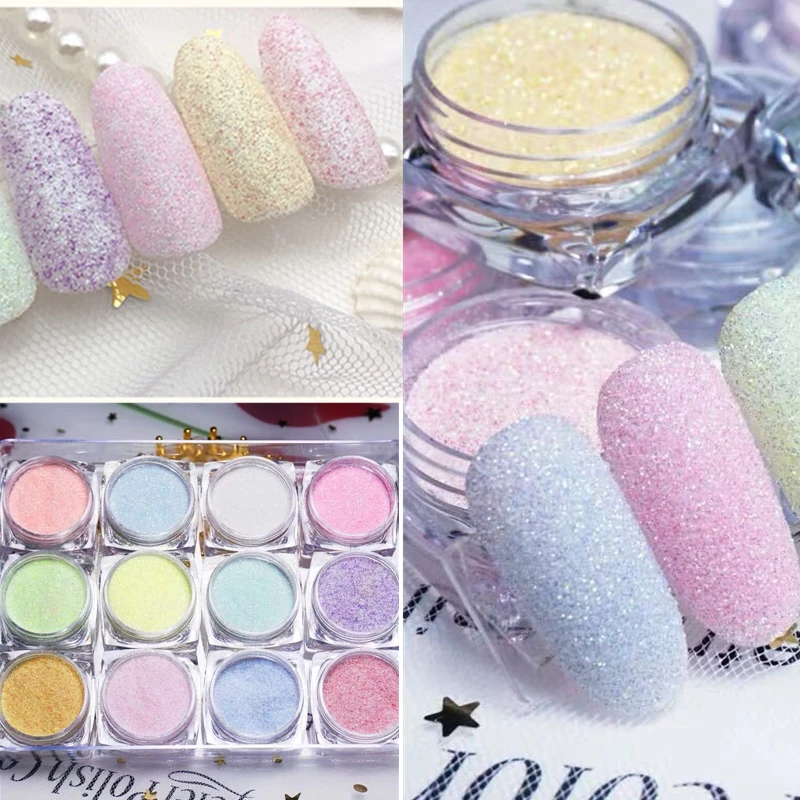 

12 Colors/Set Shining Sugar Nail Glitter Candy Coat Powder Sand Sugar Nail Pigment Dust Nail Art Decorations DIY Tips Christmas