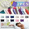 New 2/1PC Nordic Pure Emulation Silk Pillowcase White Black Grey Decorative Pillow Covers Luxury Comfortable Home Bedding Cases 1