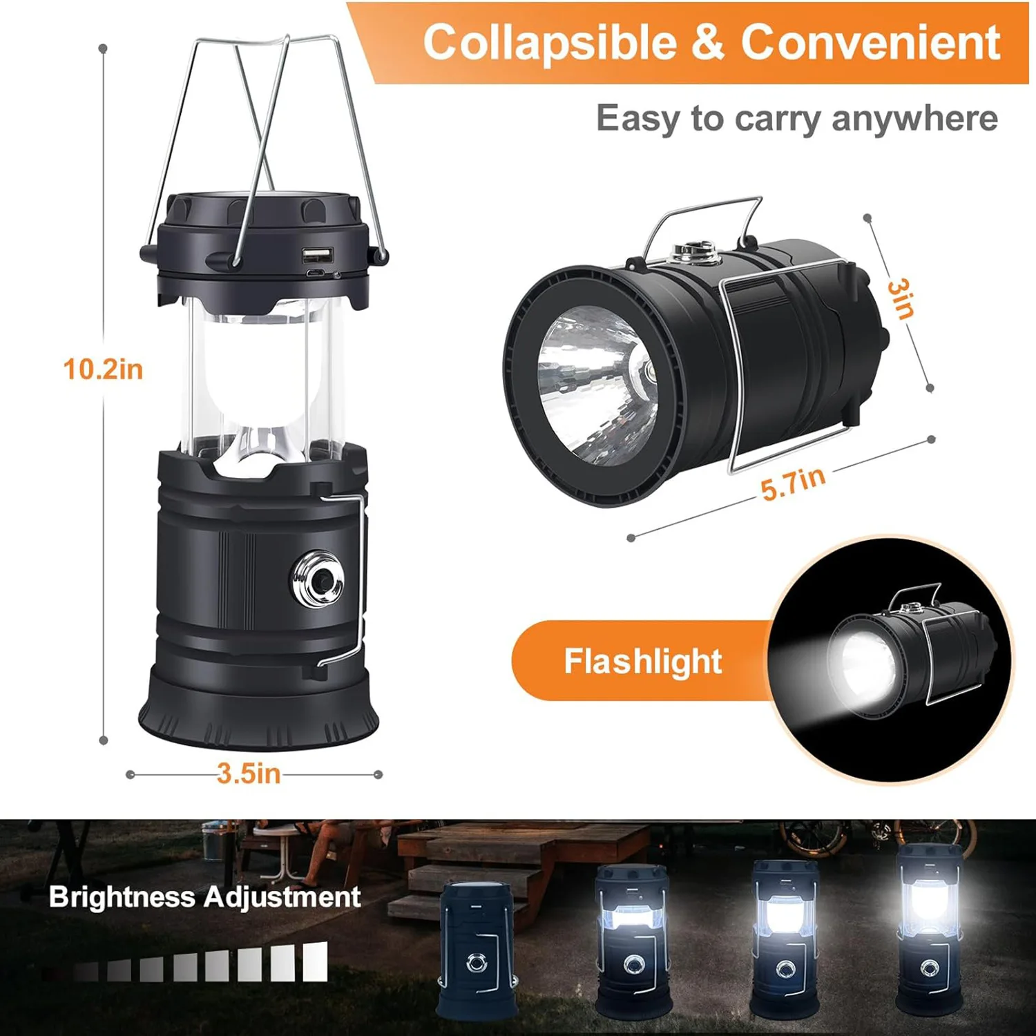 Camping Light Portable Flashlight Solar Camping Lights COB Tent Lamp