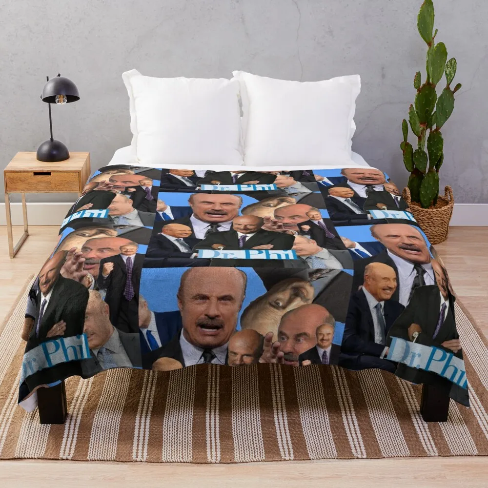 

Dr. Phil Collage Throw Blanket Beach warm for winter funny gift Blankets