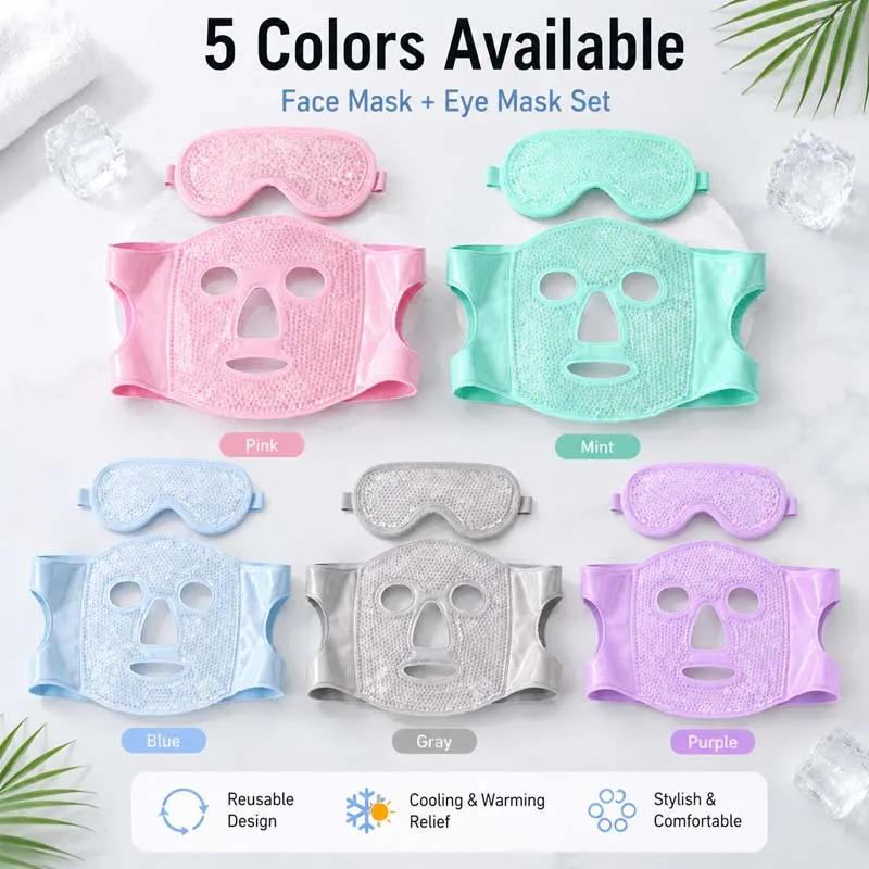 Gel Bead Reusable Cooling Face & Eye Mask Set