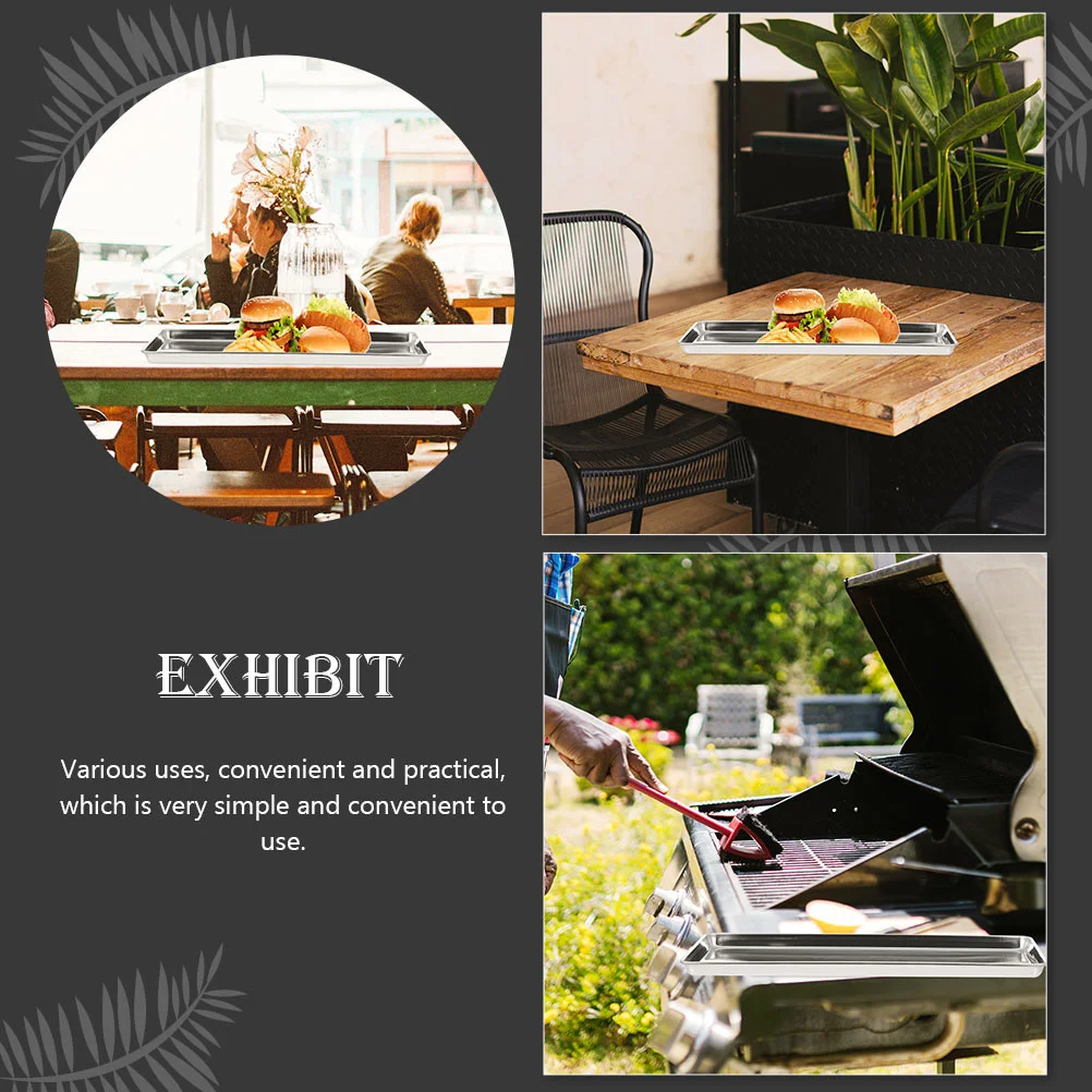 

Rectangle Tray Stainless Steel Buffet Presentation Tray Food Serving Plate Rice Noodle Pan Home Dishes Storage Organizer