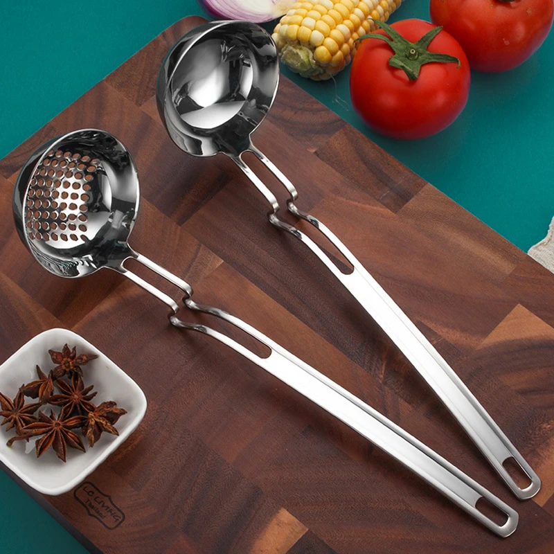 

Новинка, ложка из нержавеющей стали 304, столовые ложки с длинной ручкой, подвесная посуда с каймой, домашний скиммер, дуршлаг, кухонная утварь для готовки
