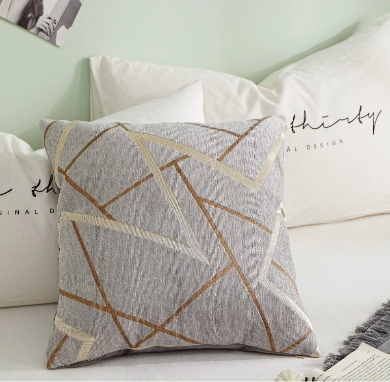 Pouf-Kissenbezug, geometrischer Chenille-Kissenbezug, 45 x 45 cm, 55 x 55 cm, Heimdekoration für Wohnzimmer, bequemer Luxus-Stuhl, Couch – Detail 12