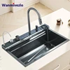 304 Stainless Steel  Multifunctional Kitchen Sink Faucet Set Rainfall Spout Pull Out Sprayer Pure Tap Cold Hot Water Mixer 1
