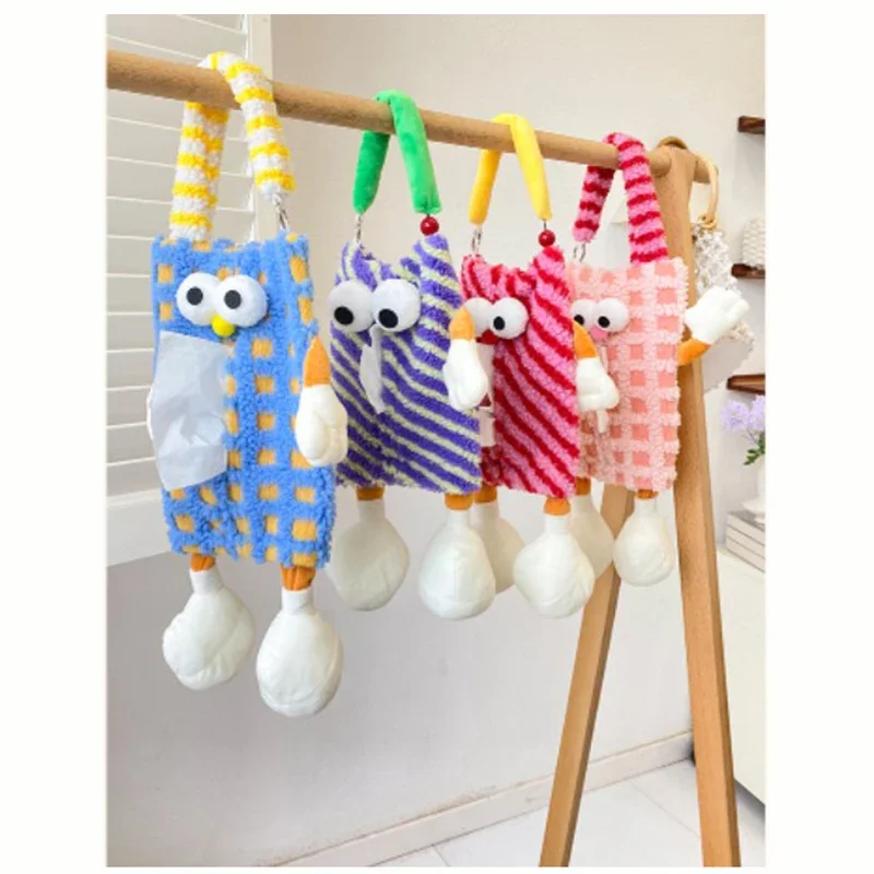 Cute Tissue Boxes Car Tissue Holder Auto Backseat Hanging Accessories Organizer Car Interior Decoration Plush Storage Bag 1PCS tissue box tissue dispenser